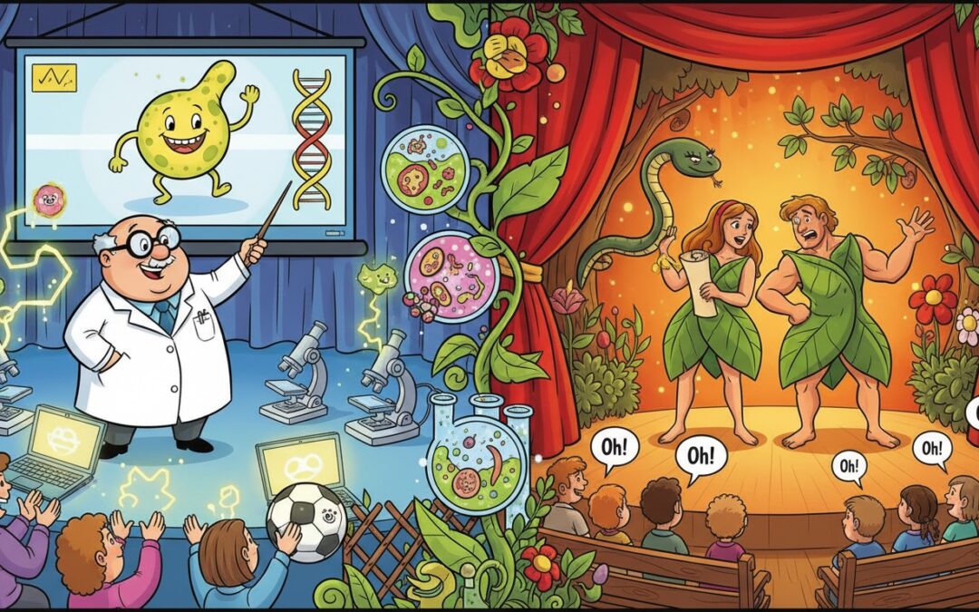 Adam–Eve vs Evolution: Science Says Life from Cells, Religion Says Drama in the Garden
